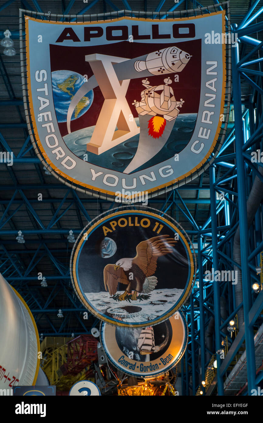 Missione Apollo banner badge presso il Kennedy Space Center Foto Stock