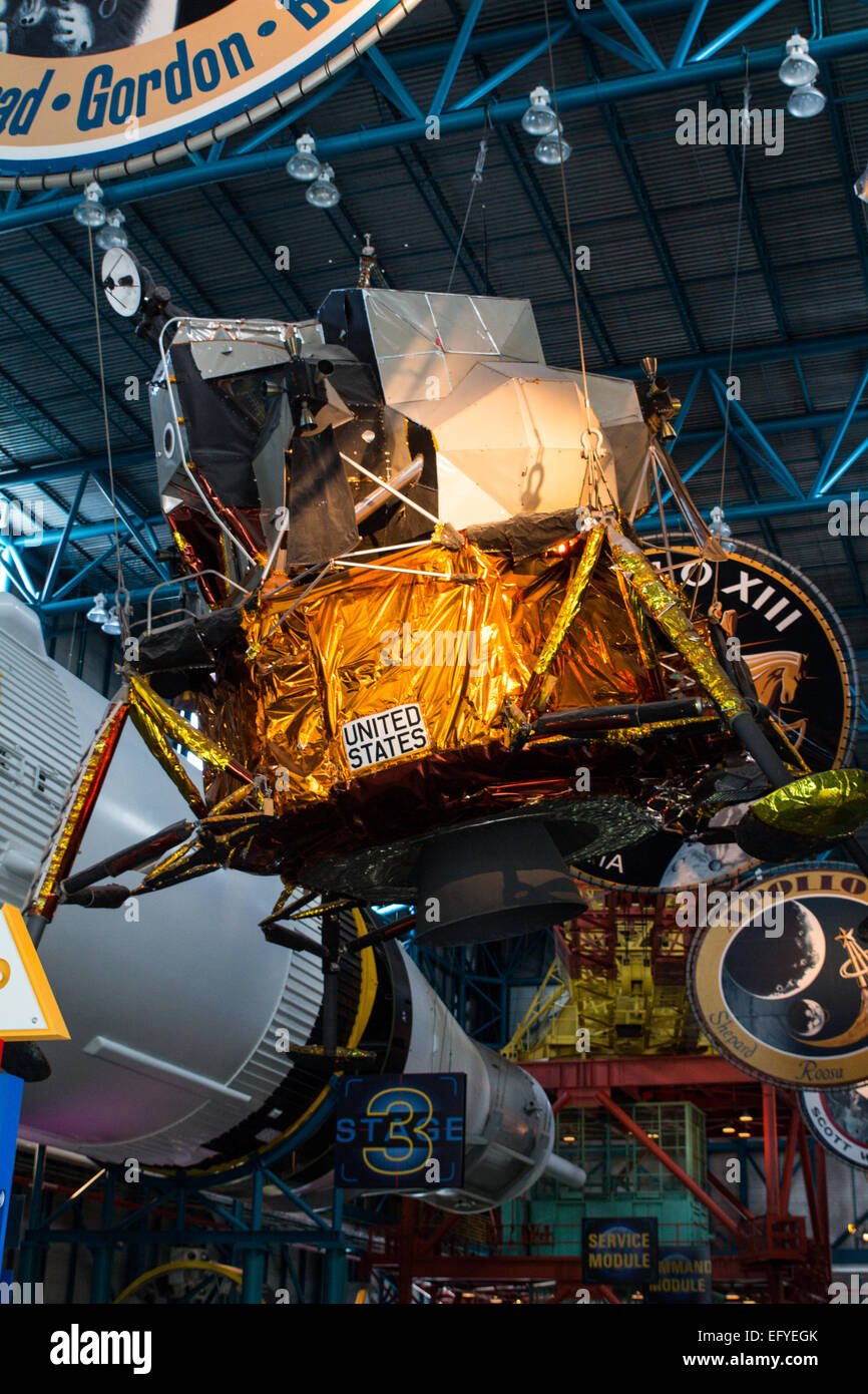 Apollo luna lander presso il Centro Spaziale Kennedy Center Foto Stock