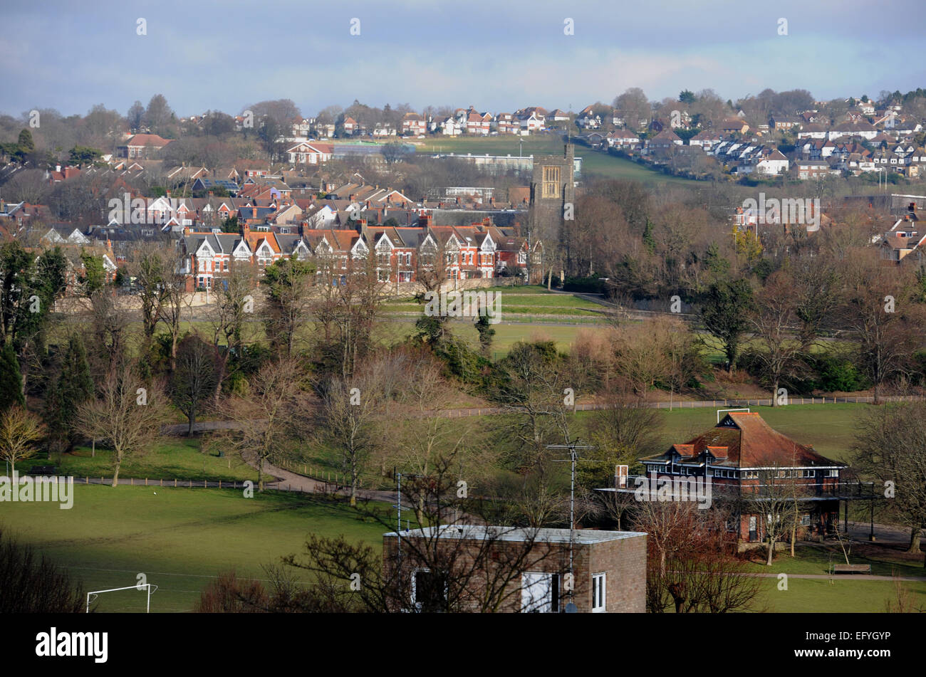 Vista su Preston Park a Brighton Regno Unito Foto Stock