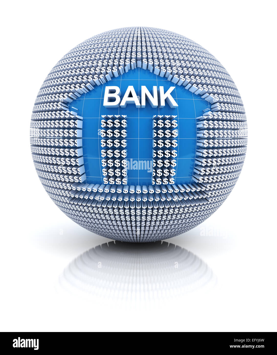 Icona della banca sul globo terrestre formato da dollar sign Foto Stock