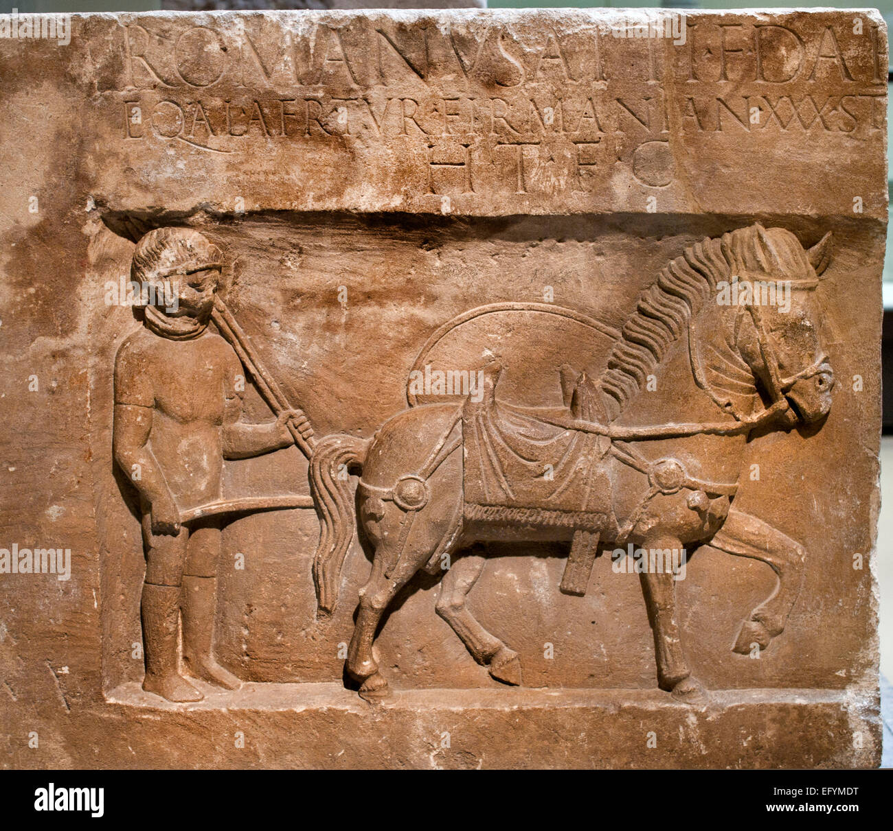 Tomba di pietra del cavalryman Lucio Romanus, 80-90 annuncio Romano Germanico Museo Colonia Germania Foto Stock