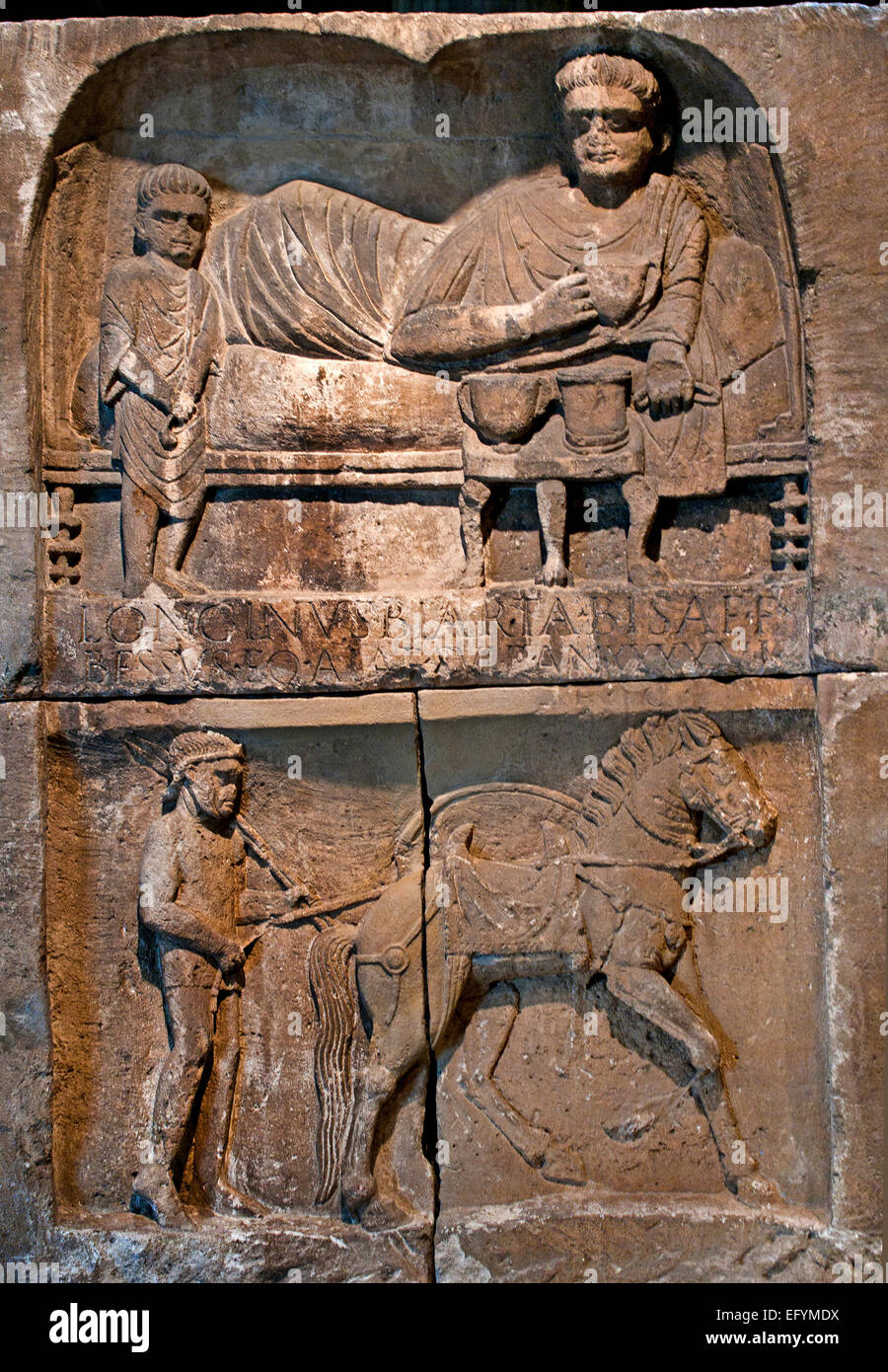 Tomba di pietra del cavalryman Longino, 80-90 annuncio Romano Germanico Museo Colonia Germania Foto Stock