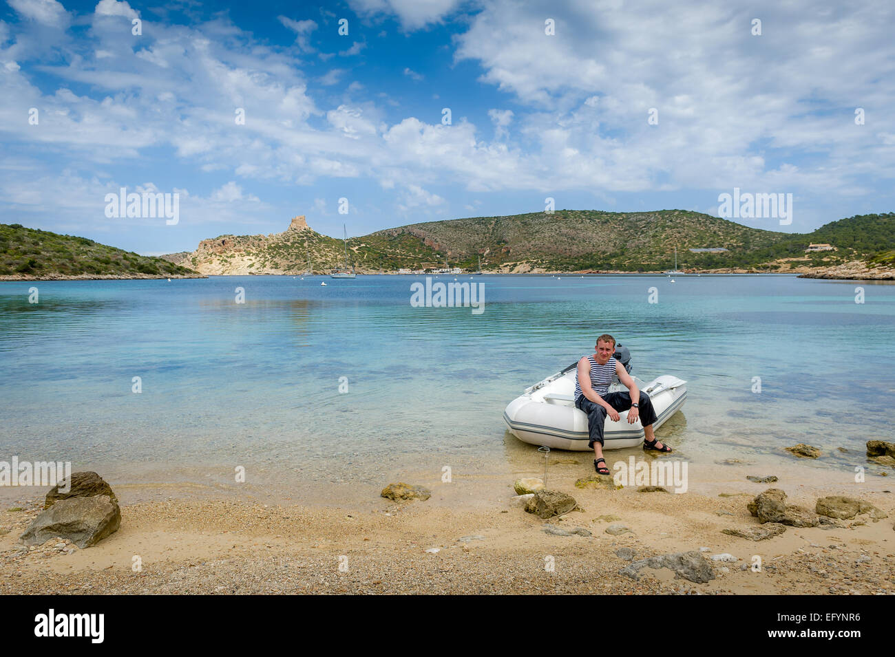 Sailor in gommone Foto Stock