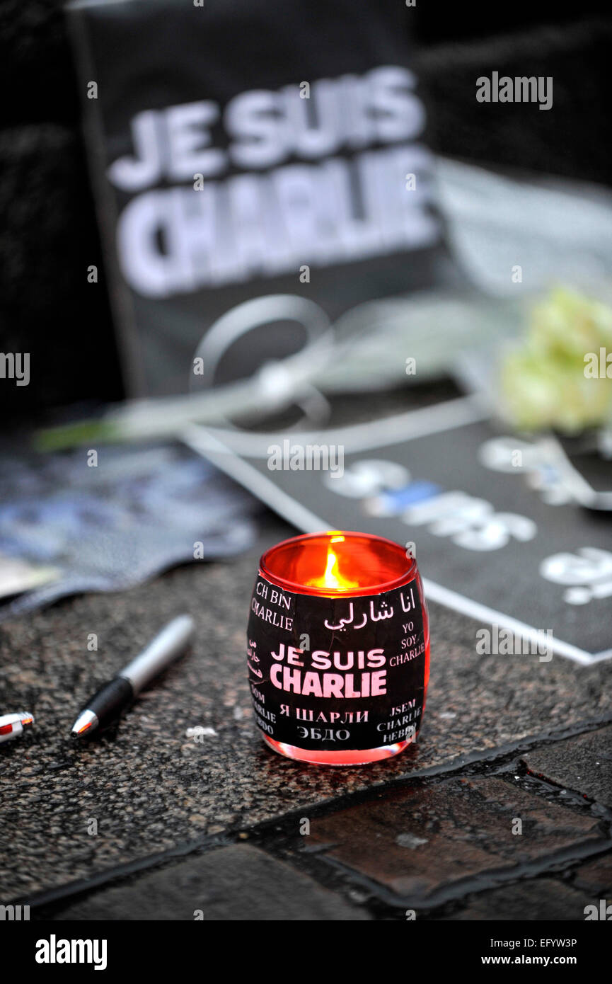 Nantes (nord-ovest della Francia): omaggio alle vittime del Charlie Hebdo omicidi (2015/01/10) Foto Stock