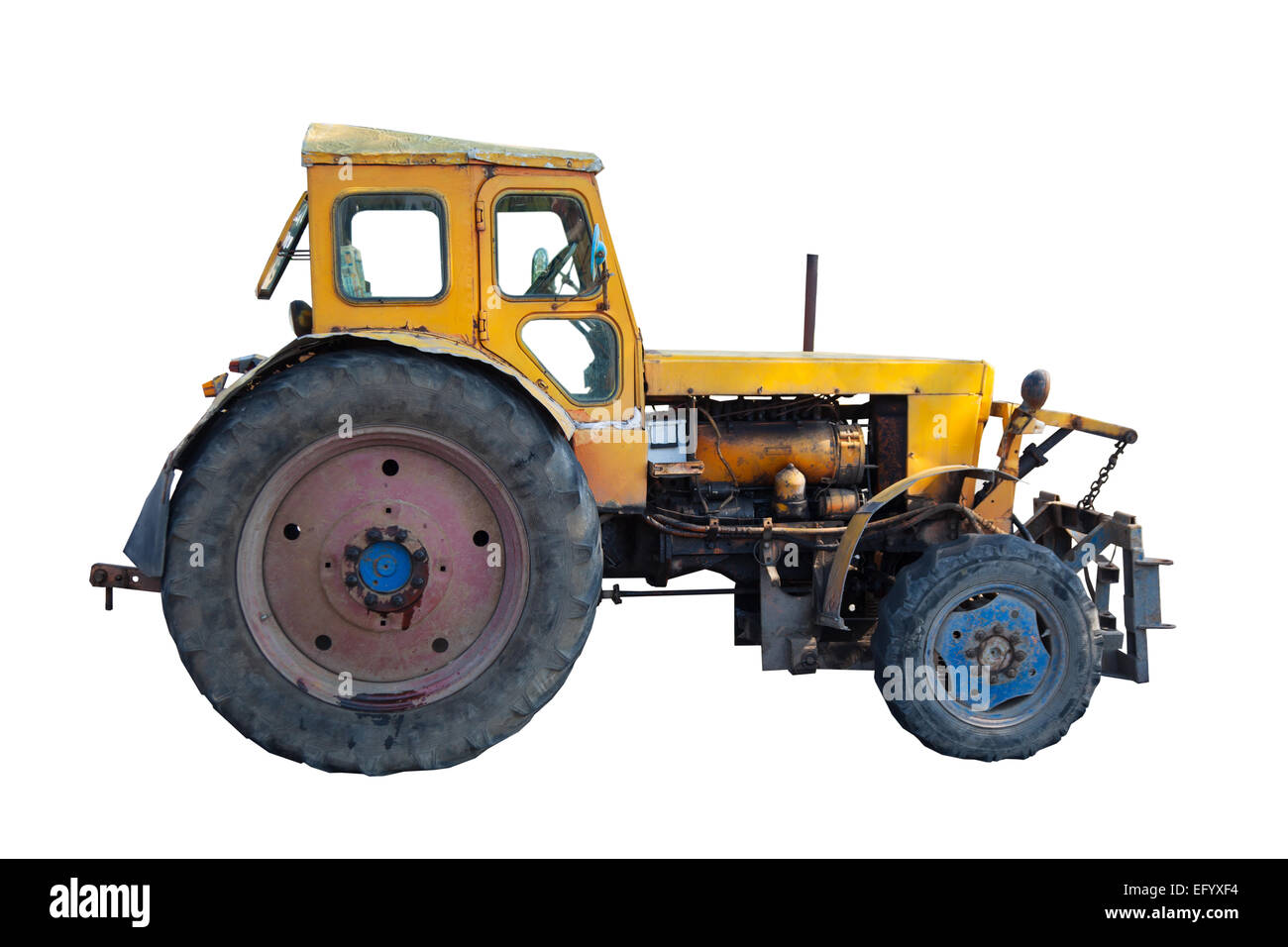 Il vecchio trattore isolato su sfondo bianco Foto Stock