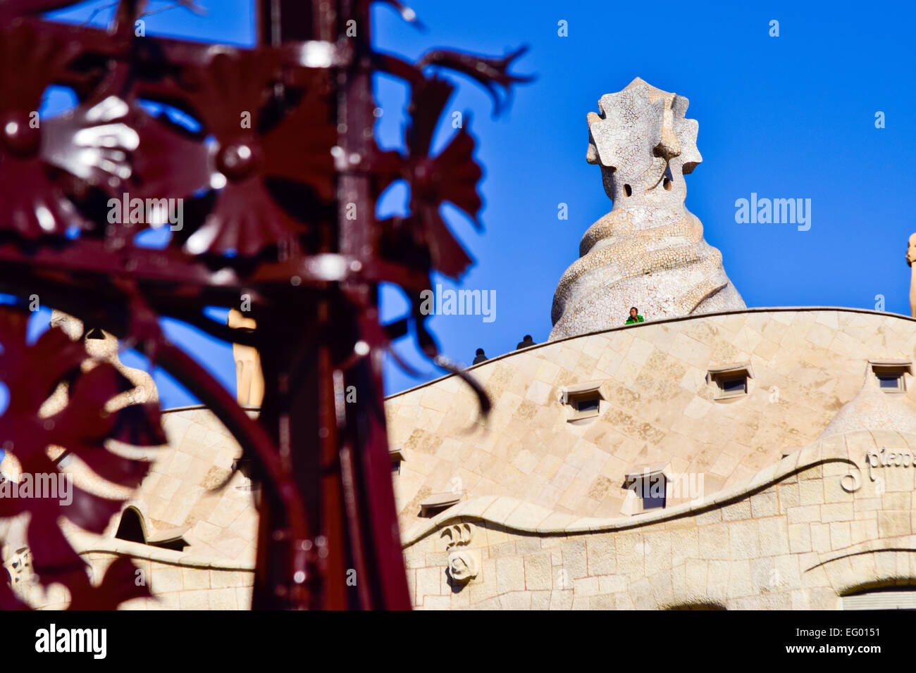 Casa Milà aka La Pedrera 1906-1912. Edificio residenziale da architetto catalano Antoni Gaudí. Barcellona, in Catalogna, Spagna, Europa Foto Stock