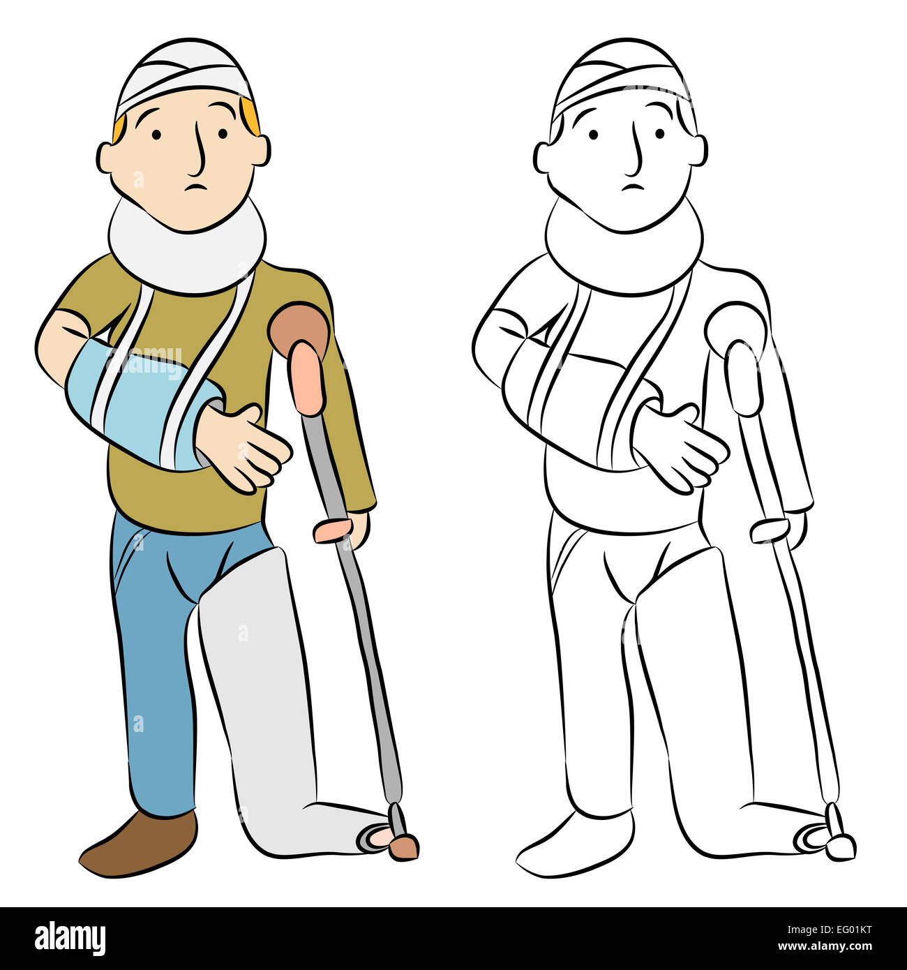 Un'immagine di un uomo ferito. Foto Stock