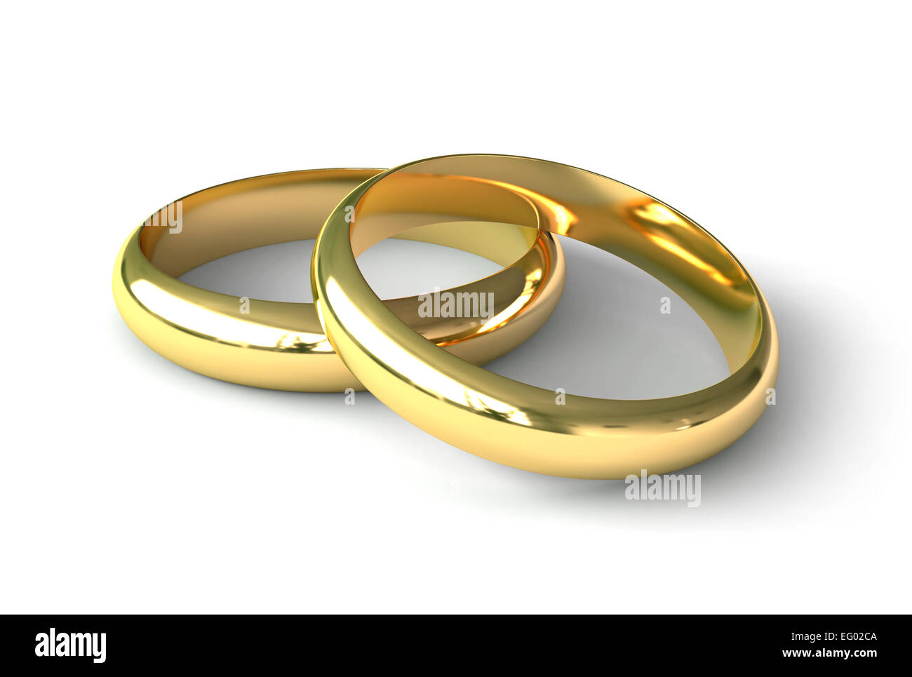 3D render di anelli di fidanzamento su sfondo bianco Foto Stock