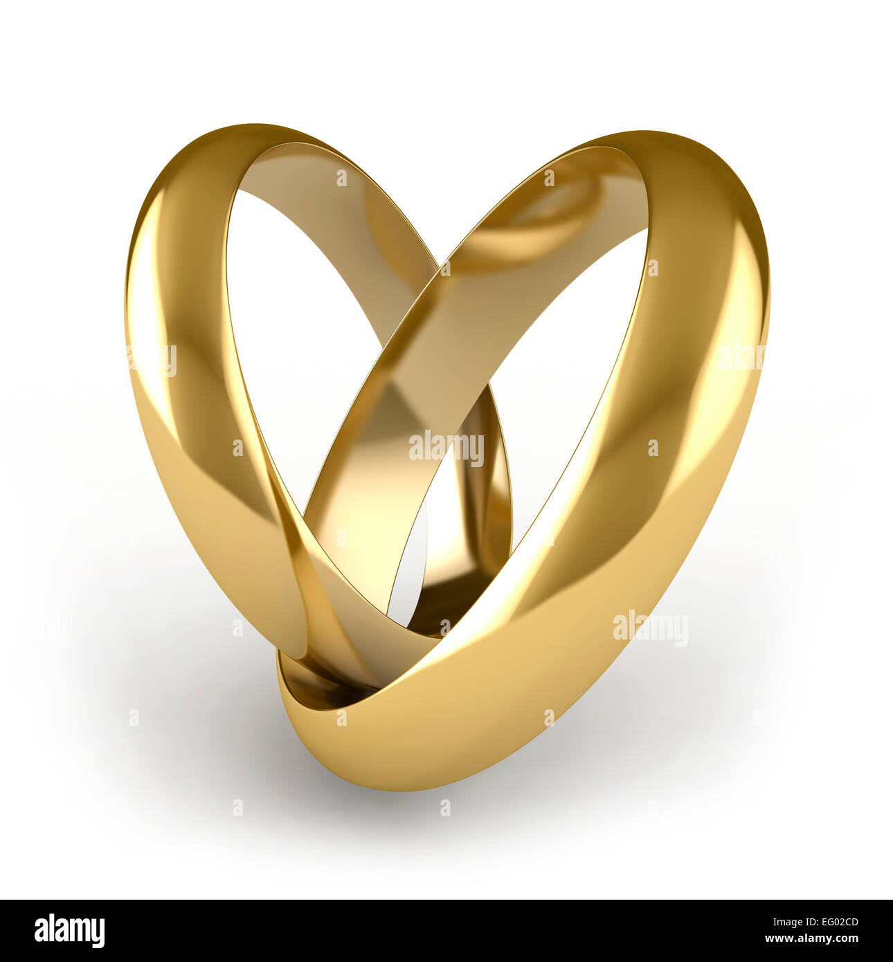 3D render di anelli di fidanzamento su sfondo bianco Foto Stock