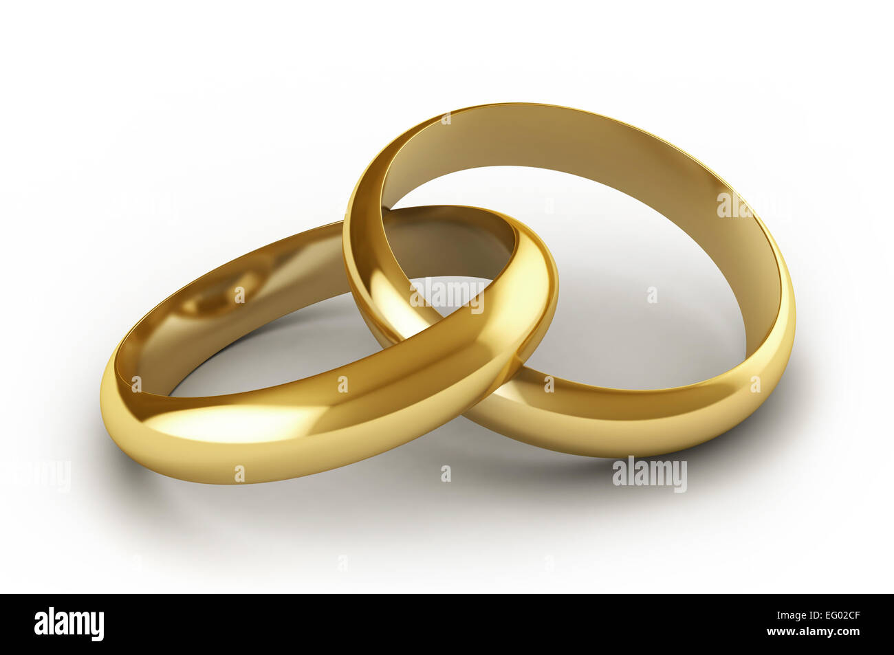 3D render di anelli di fidanzamento su sfondo bianco Foto Stock