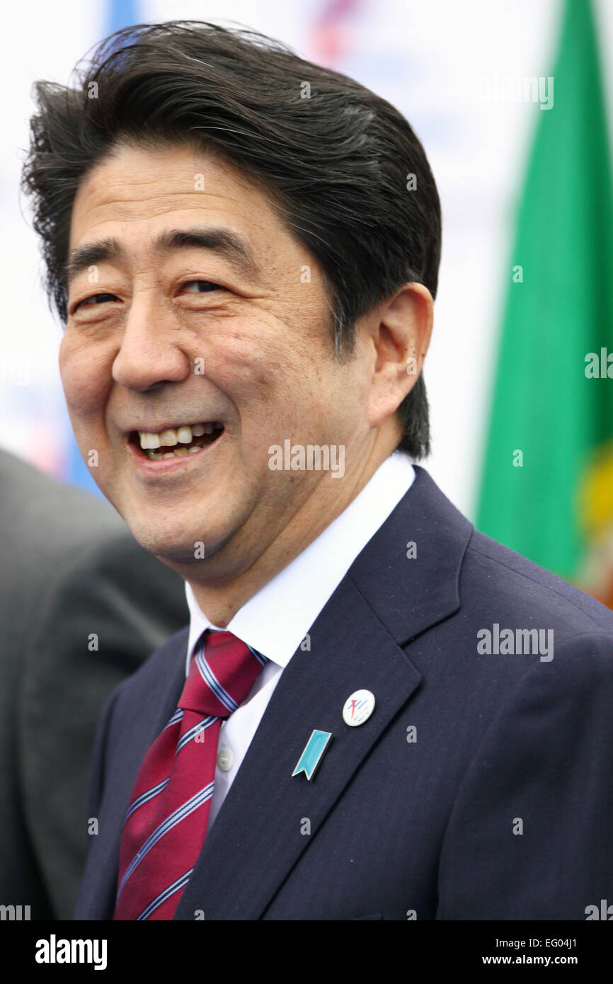 Italia Milano:10/17/2014. Primo Ministro giapponese Shinzo Abe prima di iniziare una sessione per il Vertice ASEM. Foto Stock