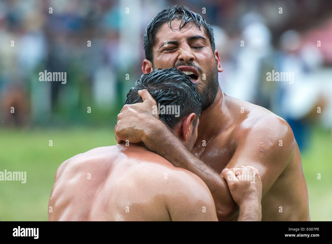 Lottatori combattimenti, Kirkpinar Foto Stock