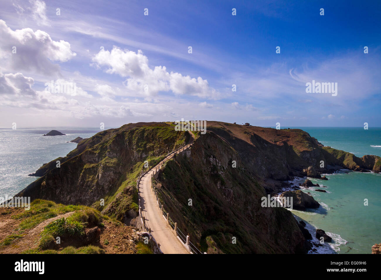 La Coupee su Sark isole del canale Foto Stock