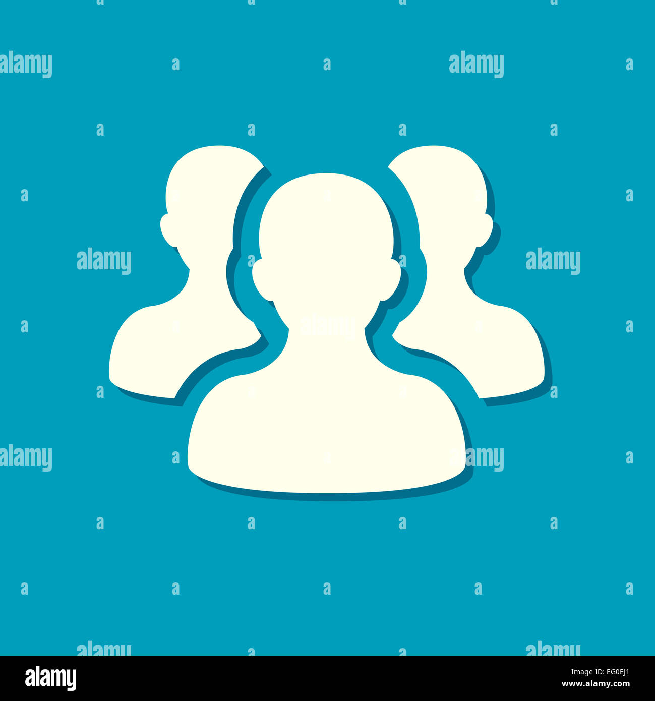 Team piatto icona con ombra su sfondo blu Foto Stock