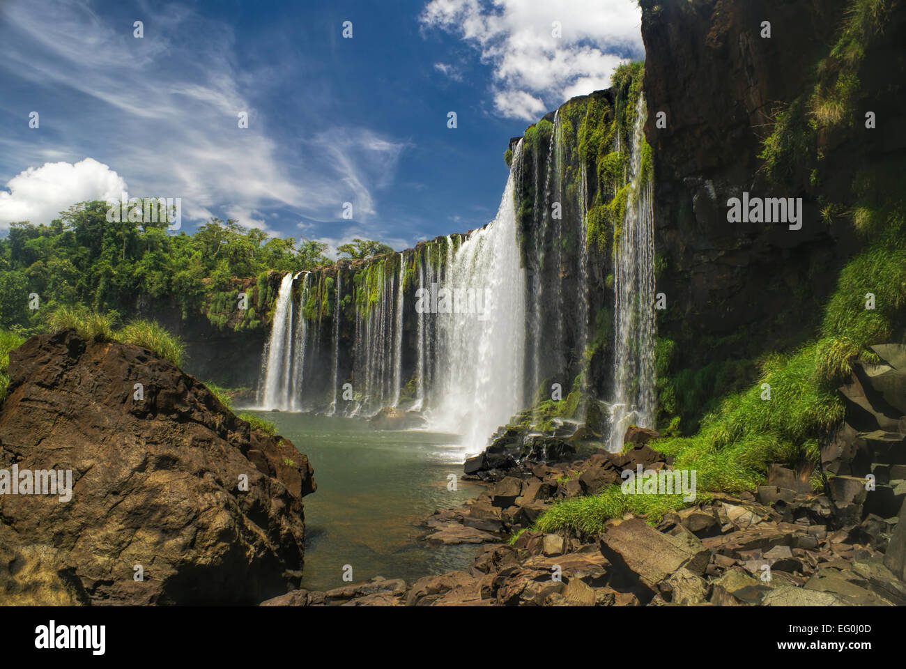 Vista panoramica delle cascate di Iguazu in Argentina Foto Stock