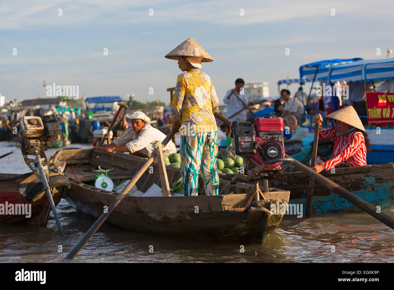 Cai Rang mercato galleggiante, Can Tho, Delta del Mekong, Vietnam Foto Stock
