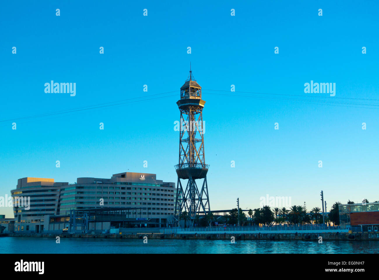 Jaume I, stazione transbordador Aeri del Port, porta la funivia, Barcellona, Spagna Foto Stock