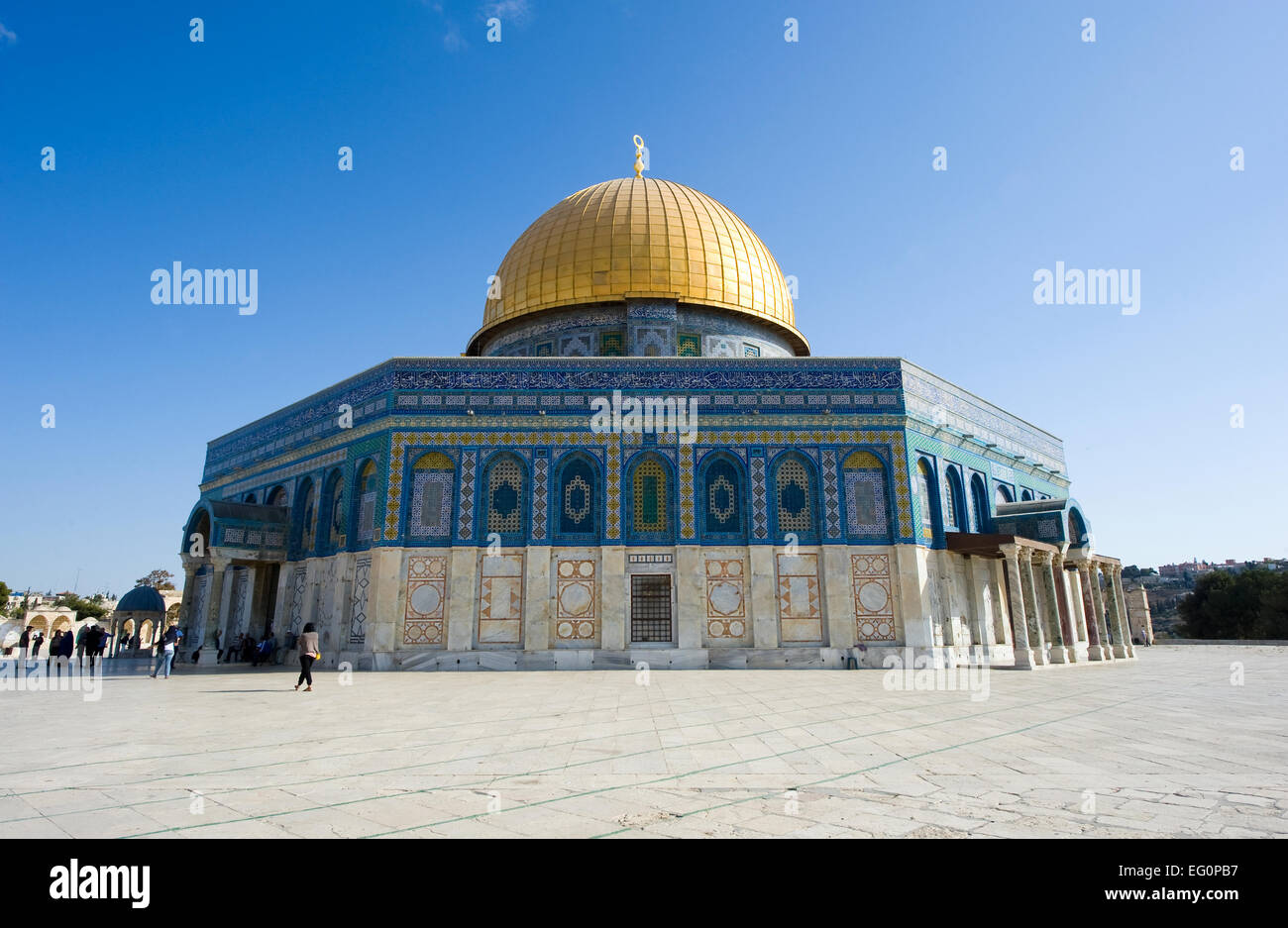 Cupola della Roccia sulla Spianata delle Moschee di Gerusalemme Foto Stock