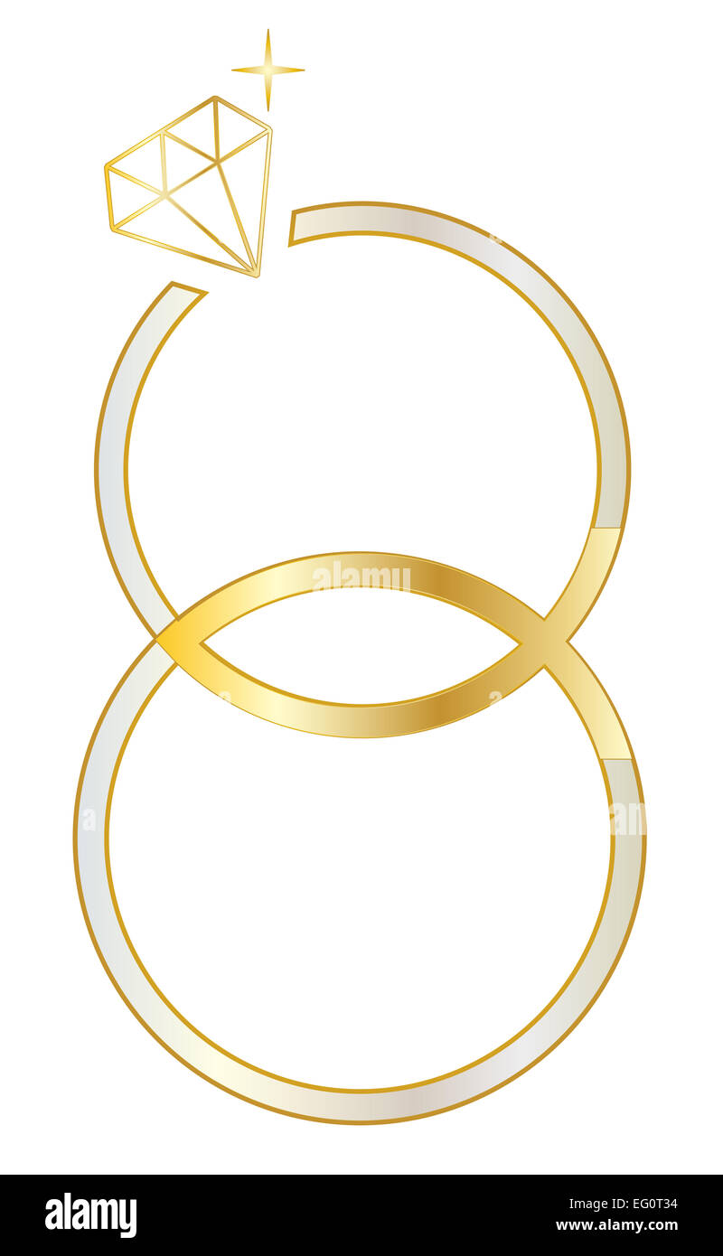 Gli anelli di nozze con pesce simbolo cristiano Foto Stock