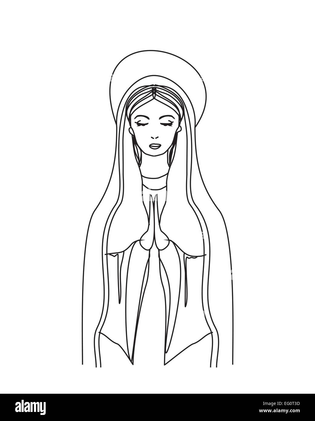 La beata Vergine Maria in bianco e nero disegno del contorno Illustrazione Vettoriale La beata Vergine Maria in bianco e nero disegno del contorno Illustrazione Vettoriale
