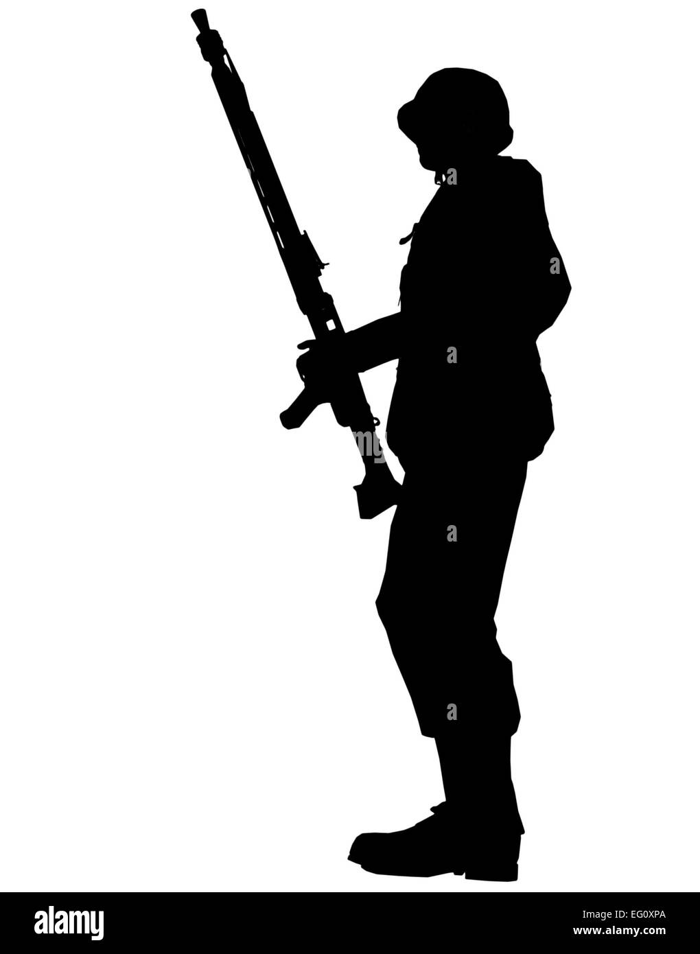 Silhouette di un soldato con un fucile realizzato nel software 3D Foto Stock