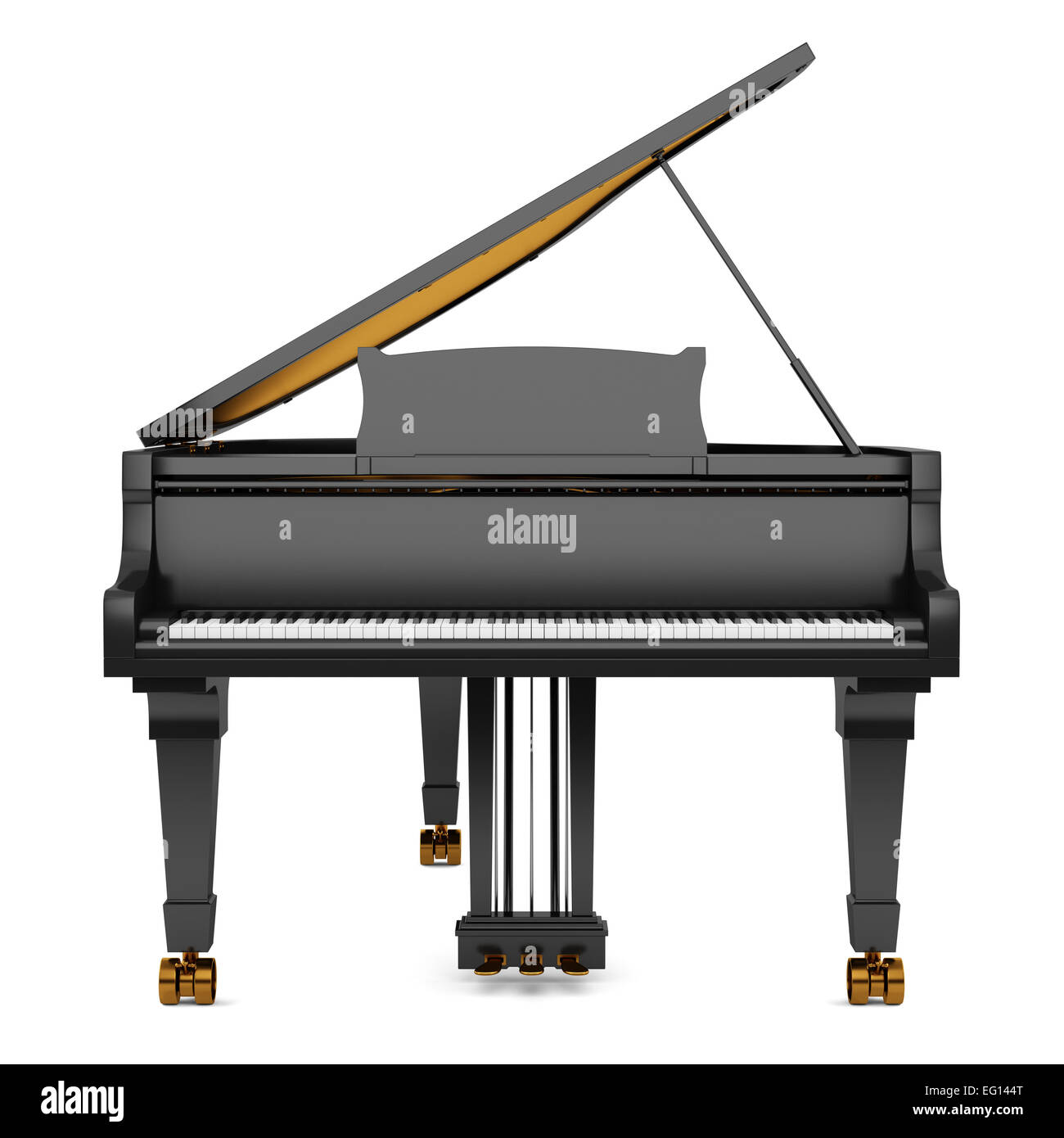 Nero pianoforte isolati su sfondo bianco Foto Stock