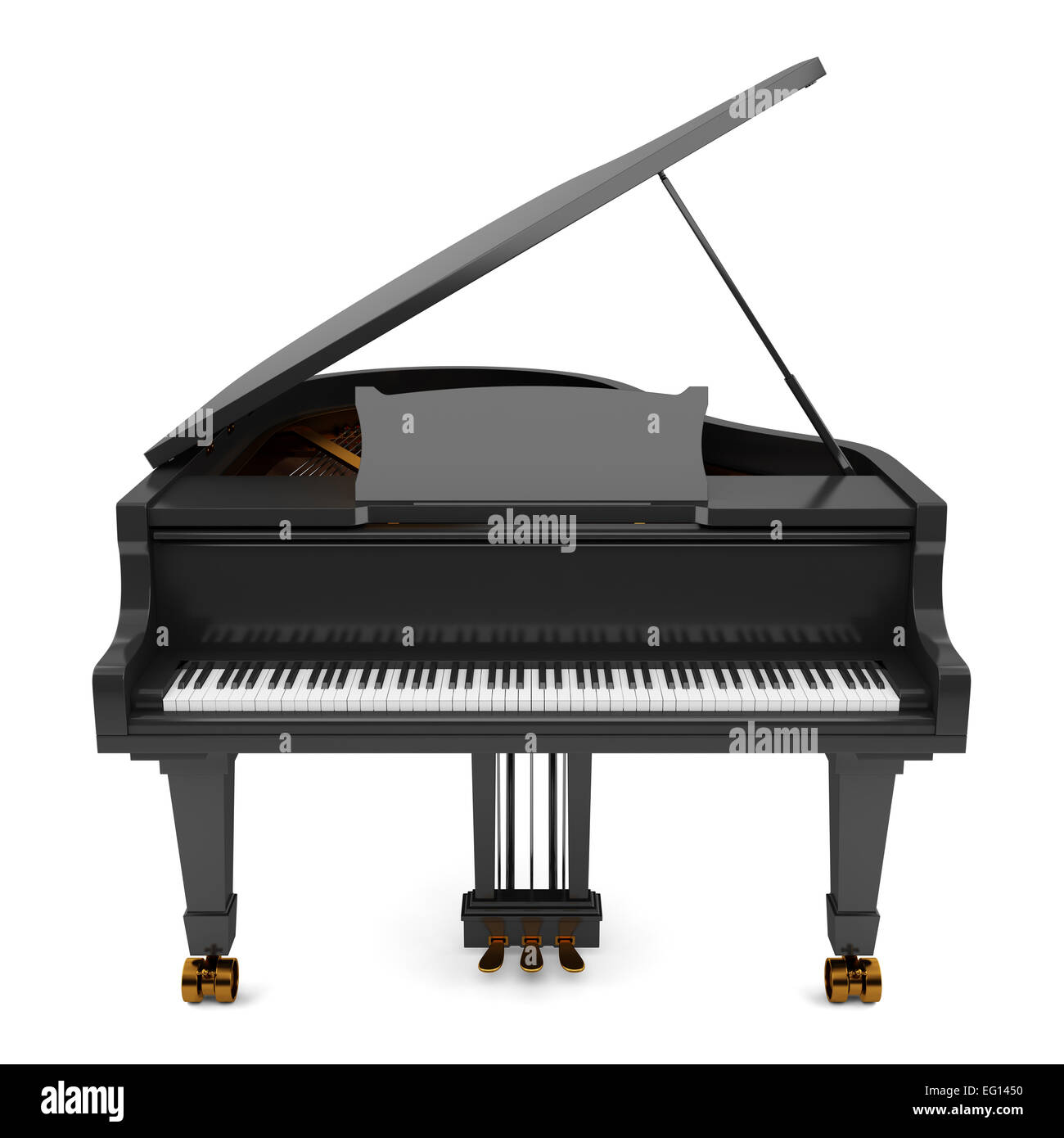 Nero pianoforte isolati su sfondo bianco Foto Stock