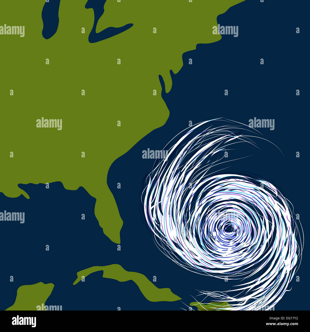 Una immagine di un uragano al largo della costa orientale del Stati Uniti. Foto Stock