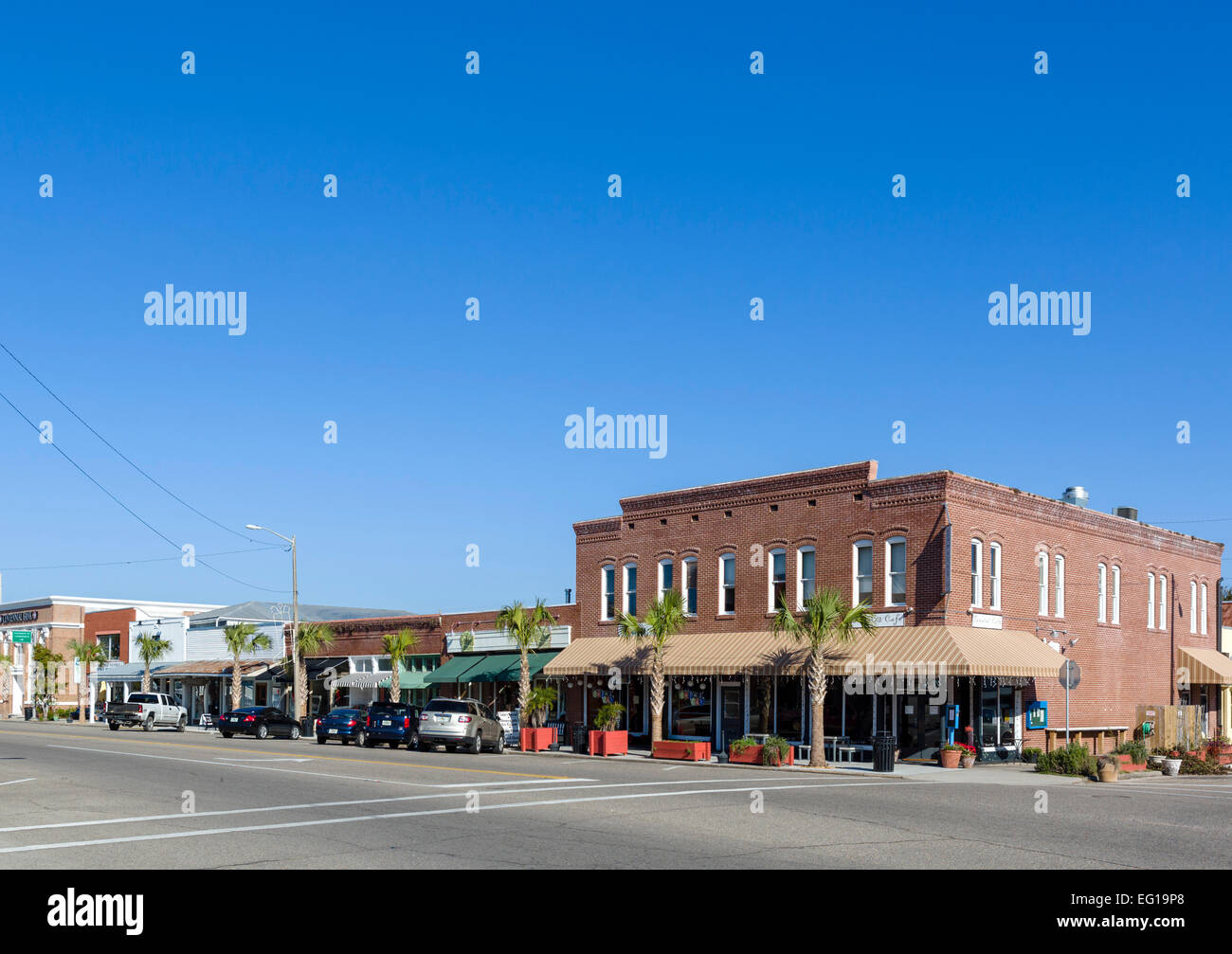 Market Street nel centro storico di Apalachicola, Franklin County, Florida, Stati Uniti d'America Foto Stock