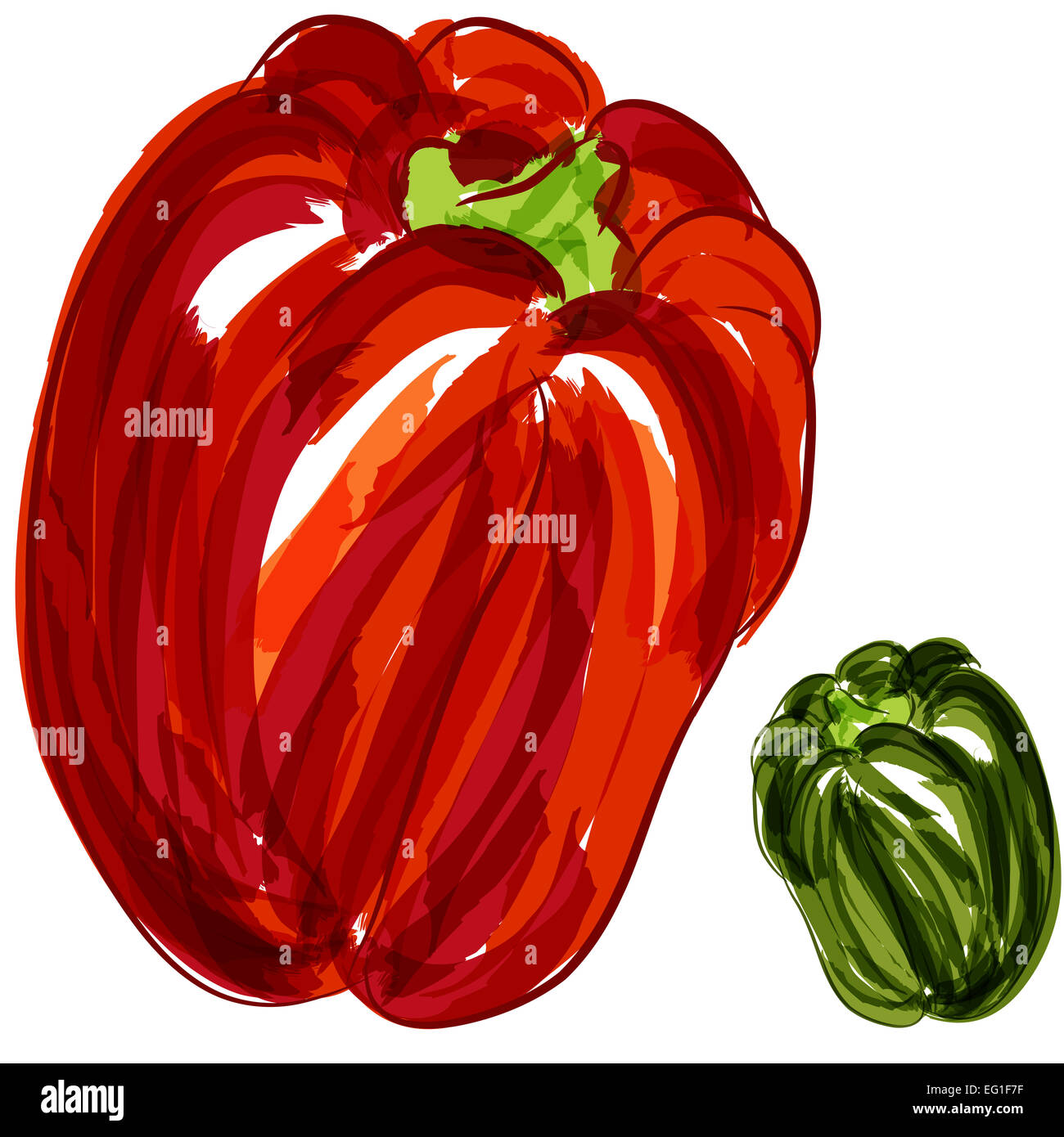 Una immagine di un rosso e peperoni verdi. Foto Stock
