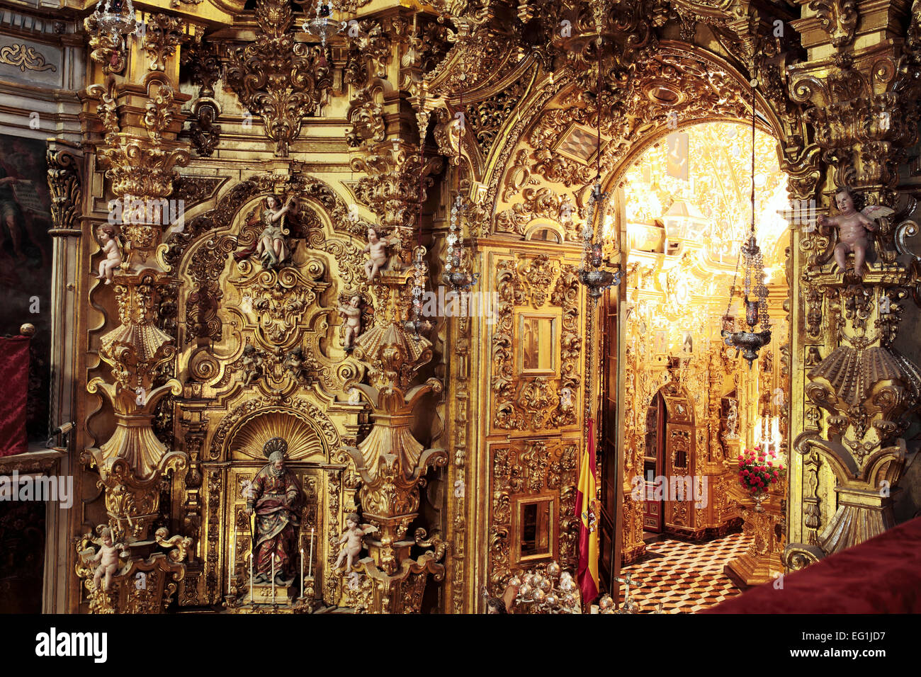 Interno di San Juan de Dios chiesa (1759), Granada, Andalusia, Spagna Foto Stock