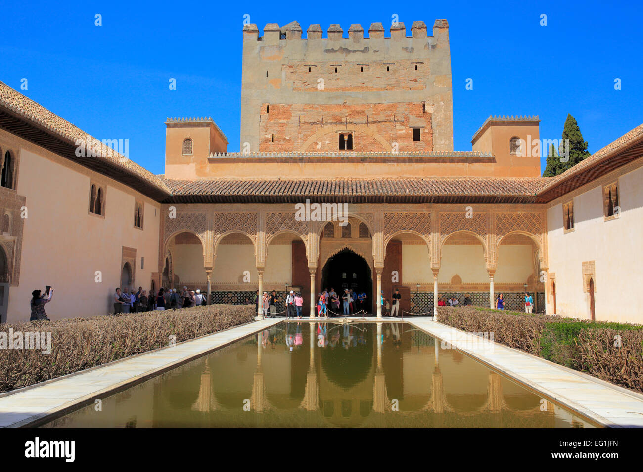 Corte dei Mirti, Alhambra di Granada, Andalusia, Spagna Foto Stock