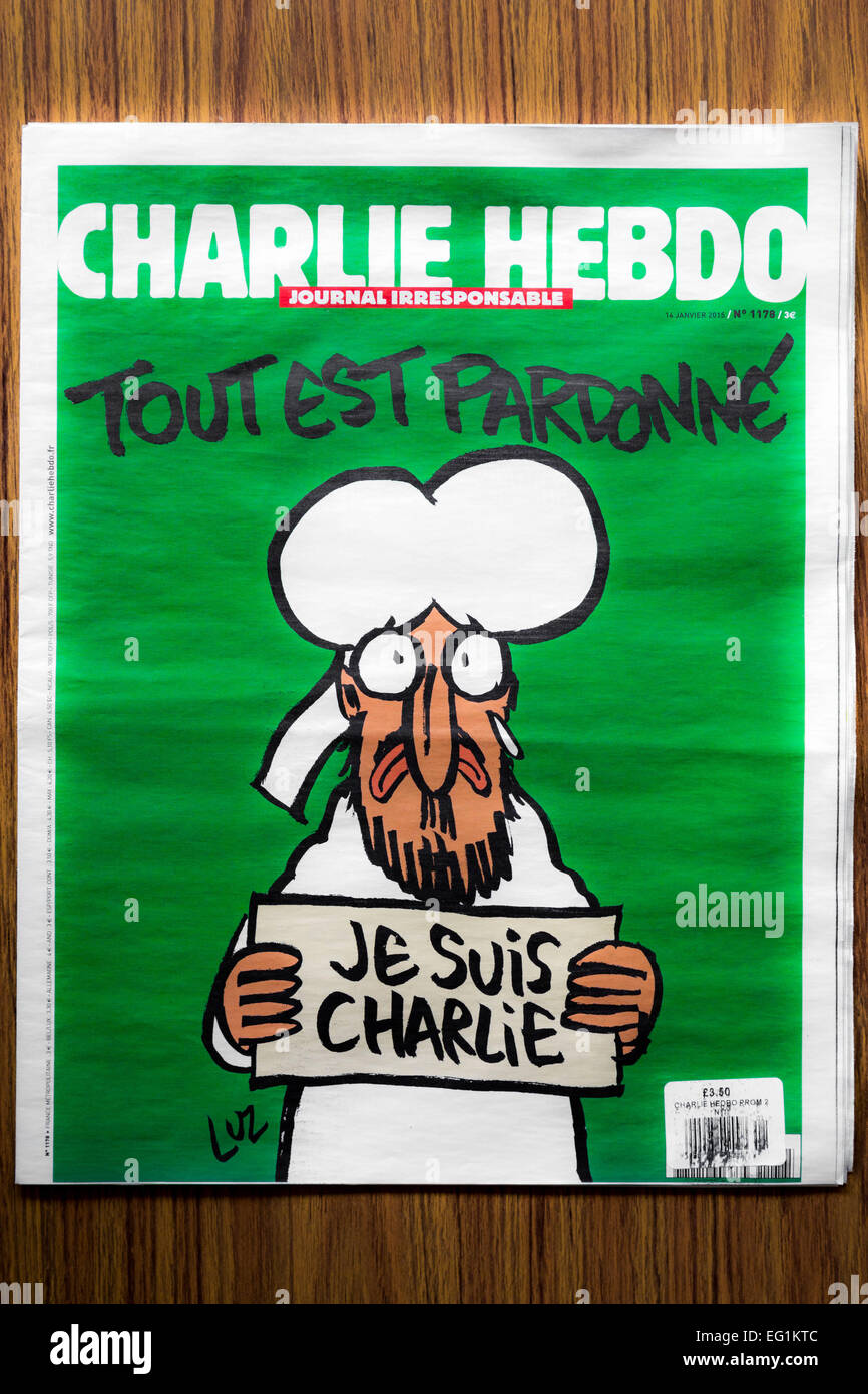 Coperchio del Charlie Hebdo edizione n. 1178 - "sopravvissuti" problema' 14 Gennaio 2015 Foto Stock