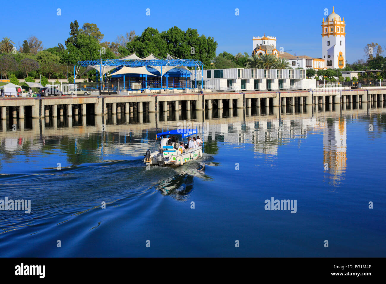 Il fiume Guadalquivir, Siviglia, Andalusia, Spagna Foto Stock