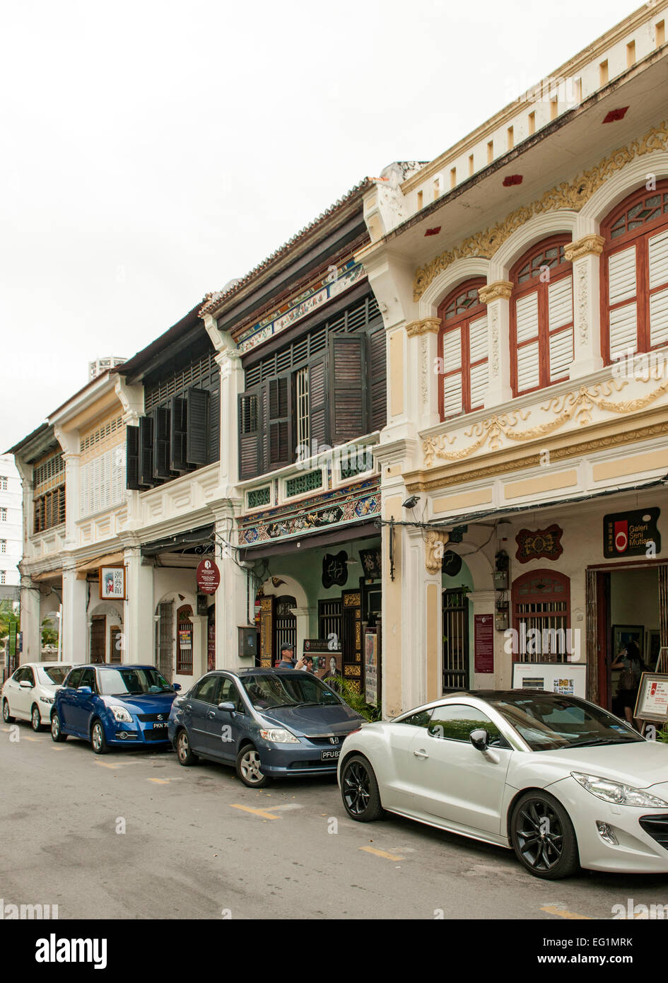 Edifici su Strada Armena di George Town, Penang, Malaysia. Foto Stock