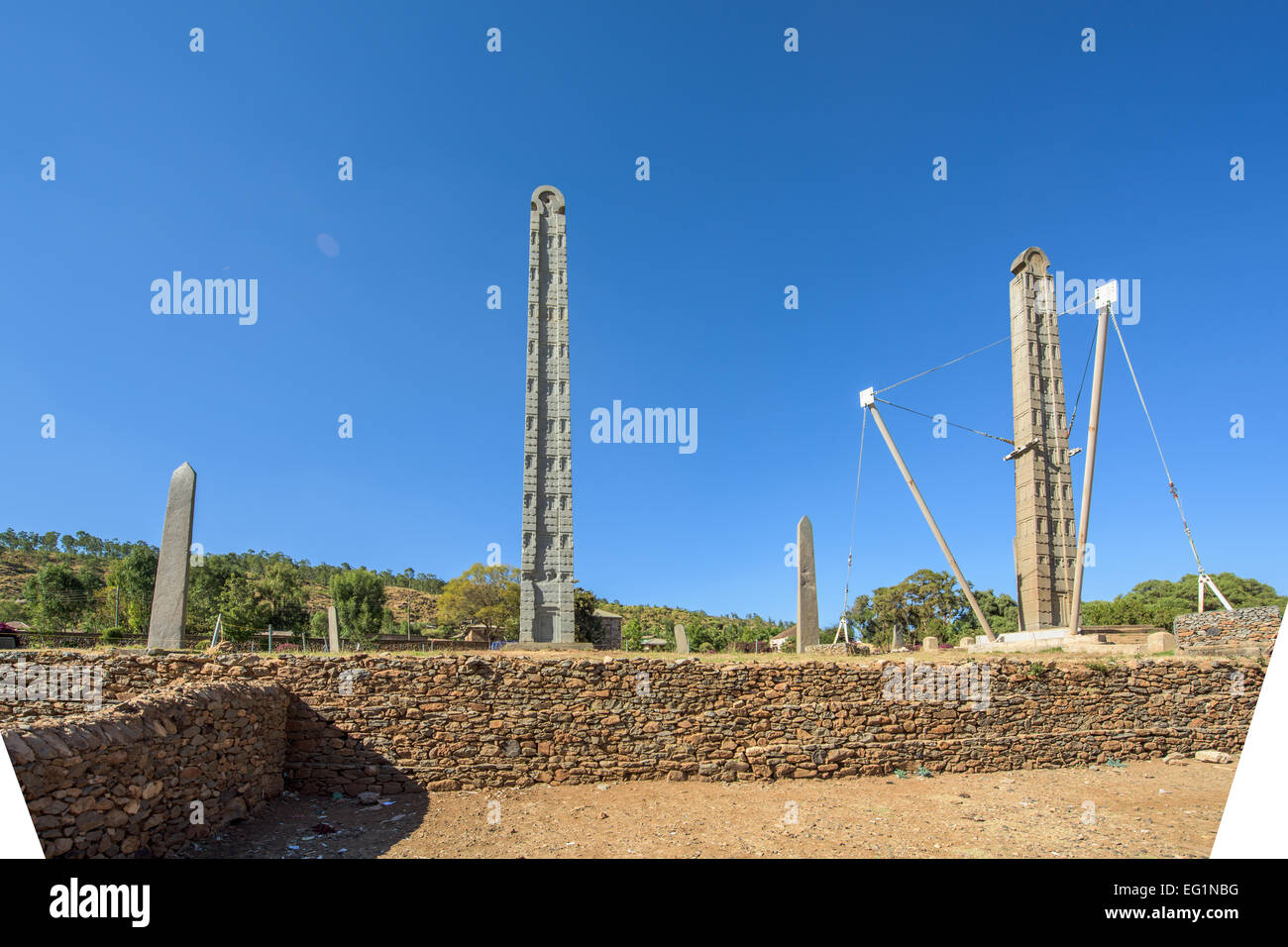 Nord stele Park della città di Axum Foto Stock