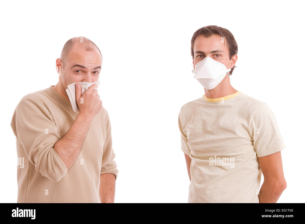 Uomini casual con influenza, isolate su sfondo bianco Foto Stock