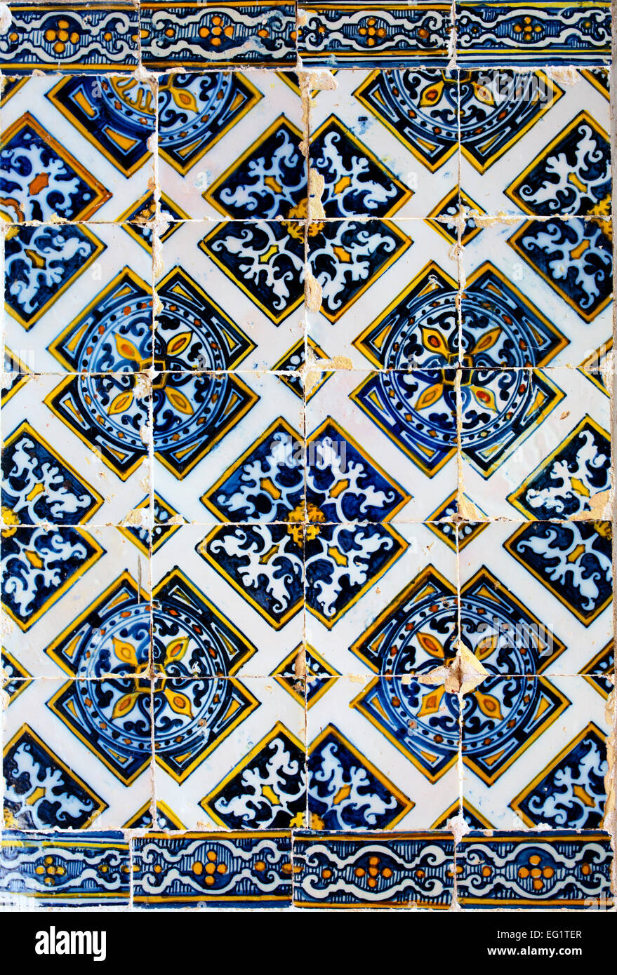 Azulejo, Convento dell'Ordine di Cristo (Convento de Cristo), Tomar, Portogallo Foto Stock