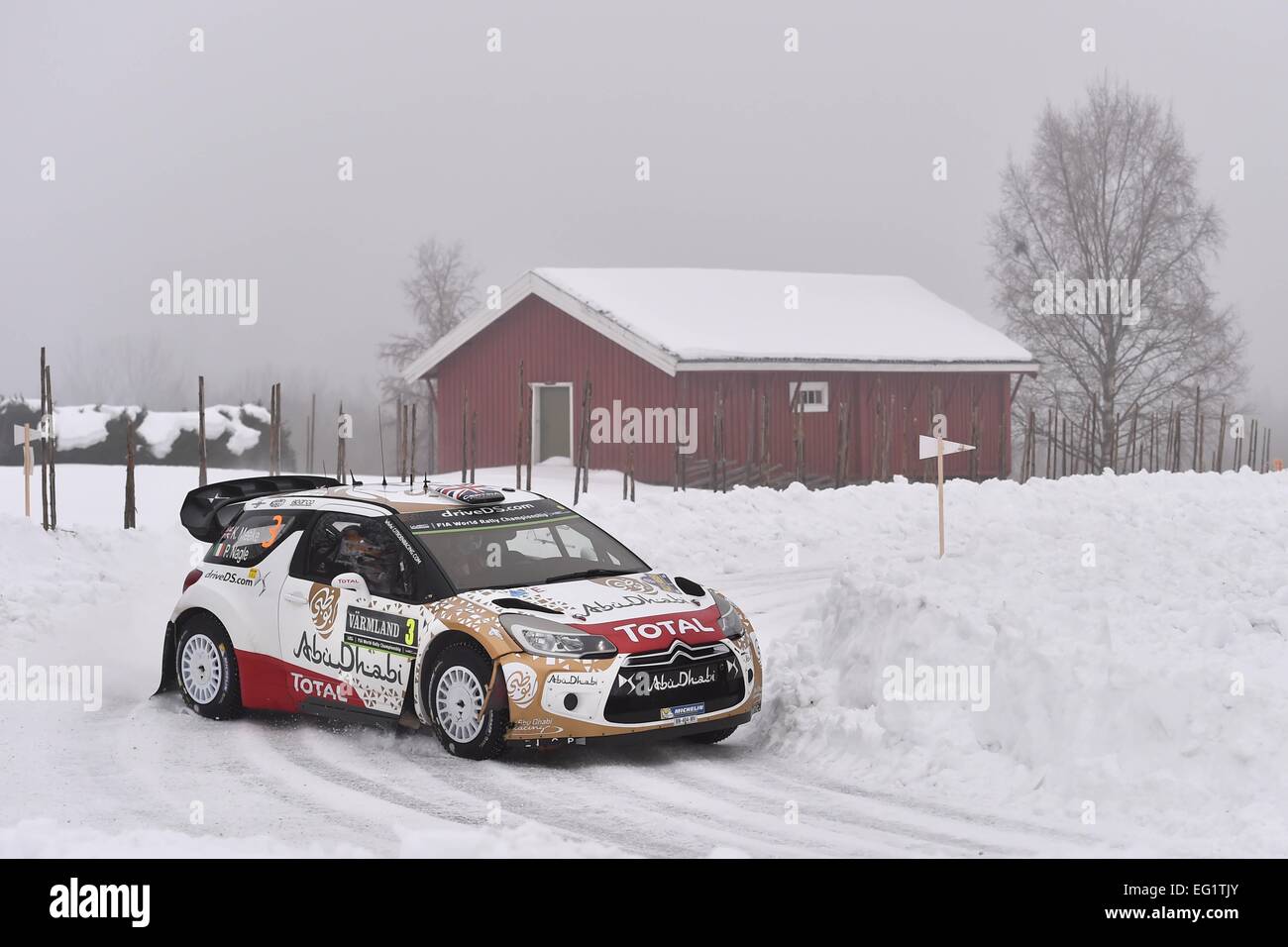 La Svezia. Xiii Febbraio, 2015. Campionato del Mondo Rally di Svezia. Kris Meeke (IRL) e Paul Nagle (GB) - Citroen DS3 WRC © Azione Sport Plus/Alamy Live News Foto Stock