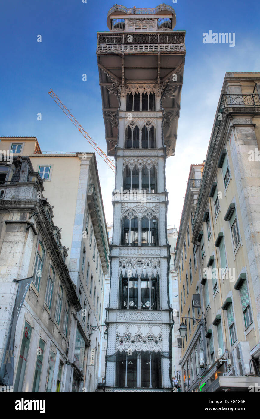 Elevador de Santa Justa (Elevador de Santa Justa) (1902), Lisbona, Portogallo Foto Stock