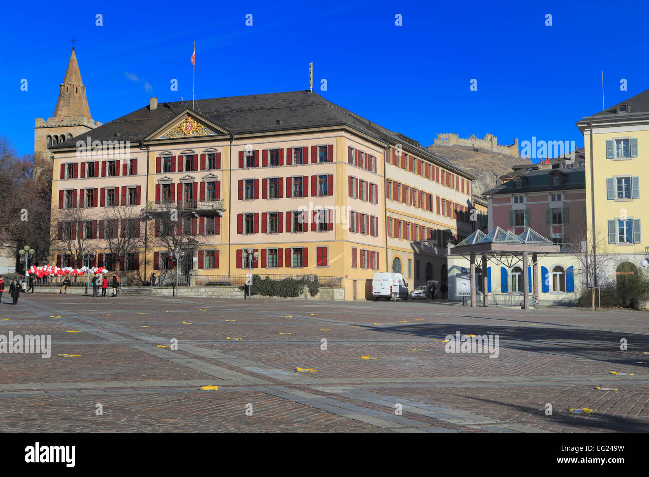 Place de la Planta, Sion, Canton Vallese, Svizzera Foto Stock