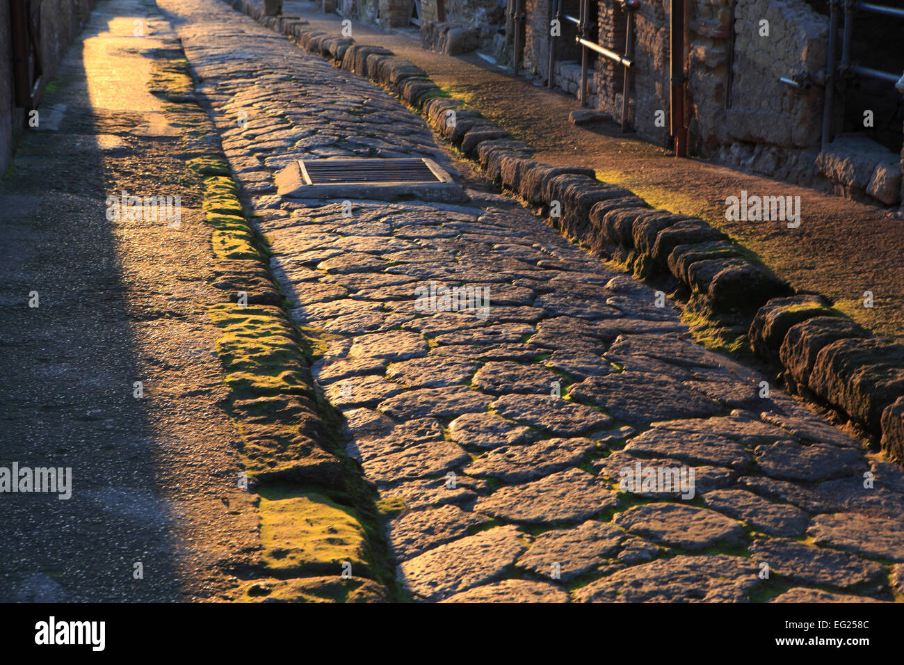 Roman cobblestone pavement, Ercolano Ercolano, Campania, Italia Foto Stock