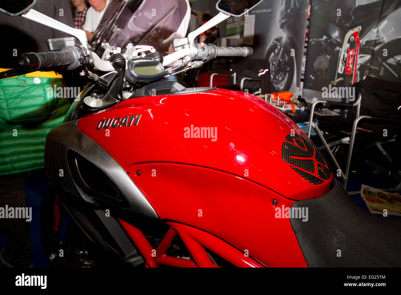 Il logo Ducati a Carole Nash London show in moto a Excel di Londra Foto Stock