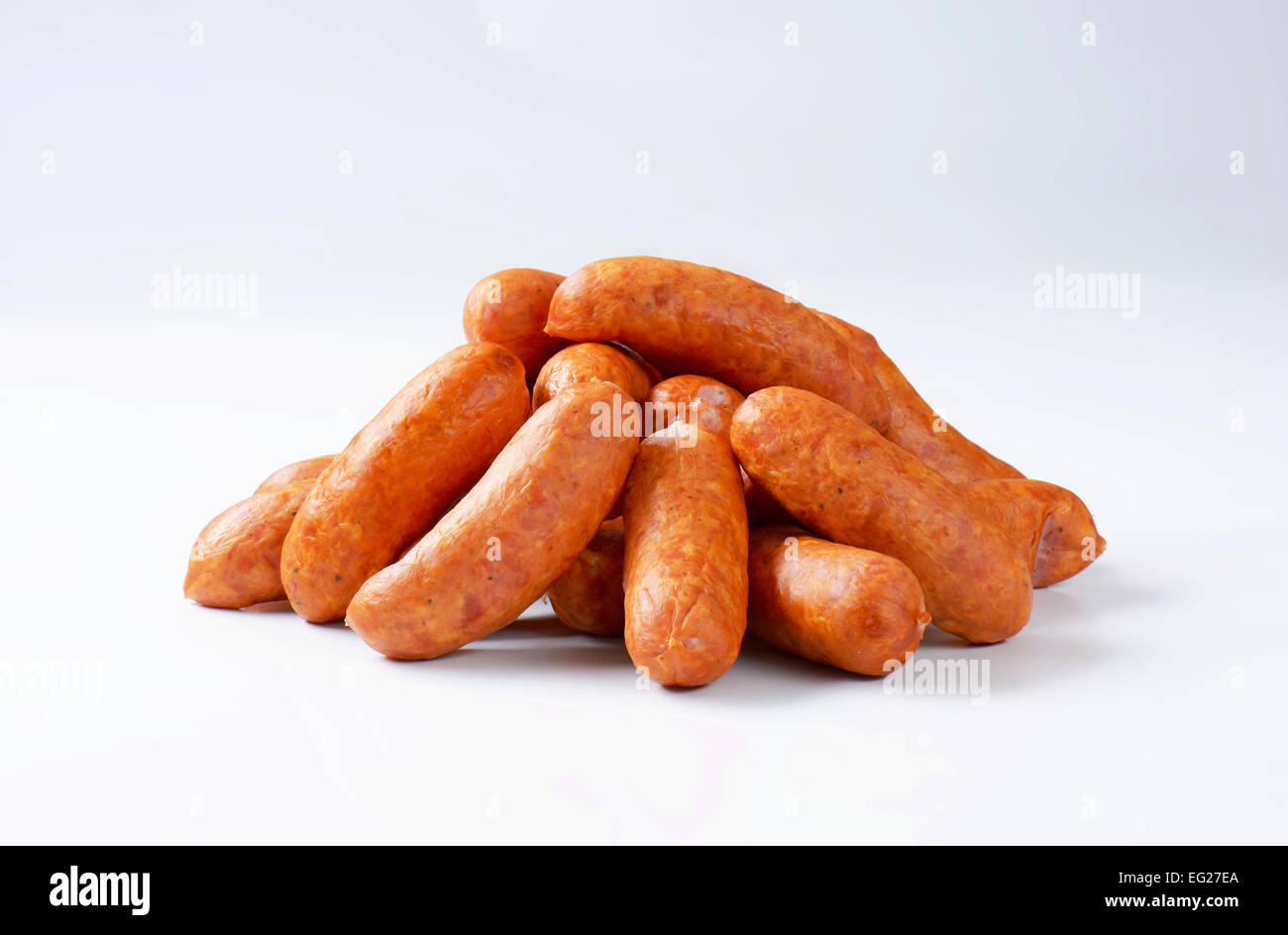 Delicatamente kielbasa affumicati Salsicce ideale per grigliate Foto Stock