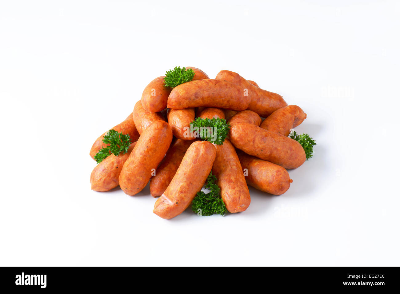 Delicatamente kielbasa affumicati Salsicce ideale per grigliate Foto Stock