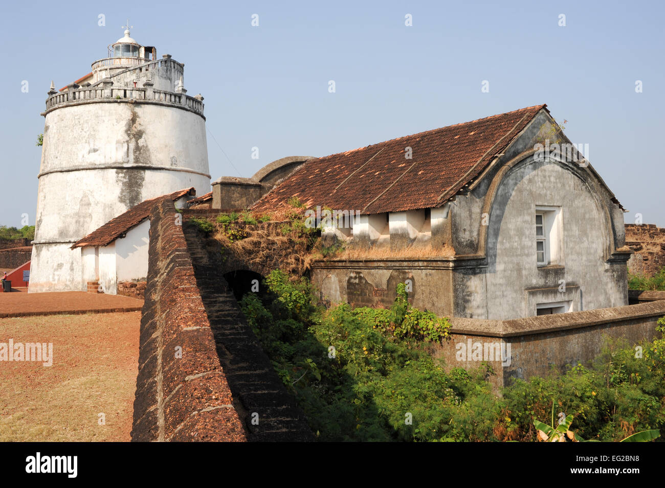 Faro in fort Aguada, situato nei pressi di Sinquerim beach, Goa, India Foto Stock