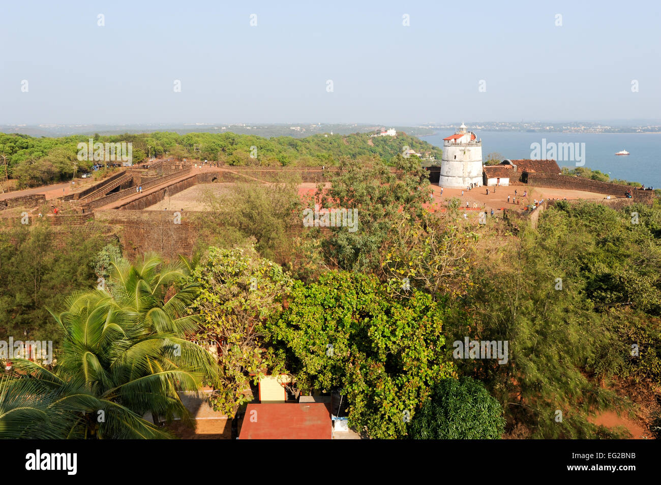 Faro in fort Aguada, situato nei pressi di Sinquerim beach, Goa, India Foto Stock