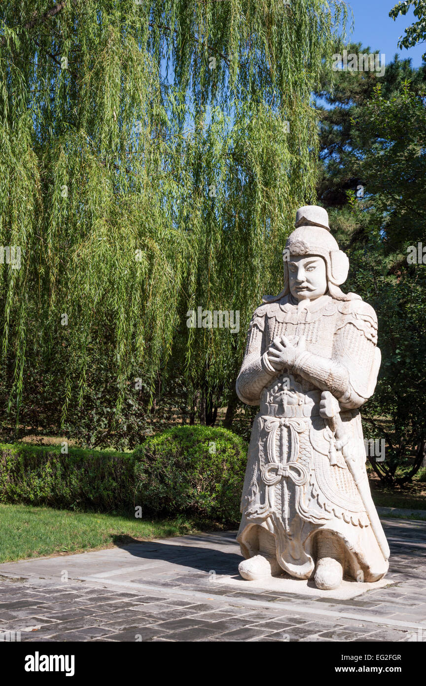 Statua di carattere generale sulla Via Sacra delle tombe Ming Changling, Pechino, Cina. Patrimonio mondiale dell UNESCO Foto Stock