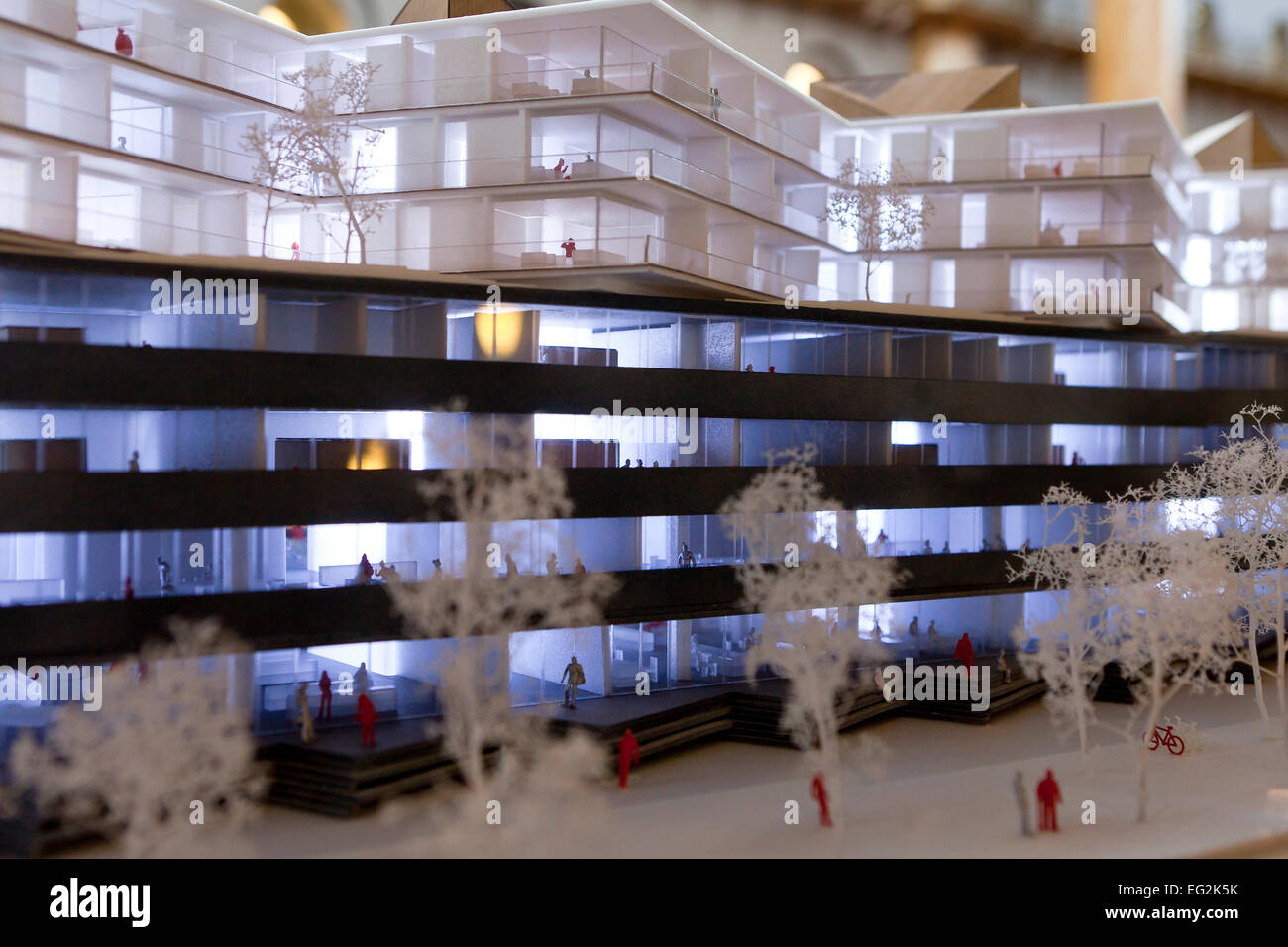 Modello architetturale per multi-livello, concetto aperto appartamento edificio - USA Foto Stock