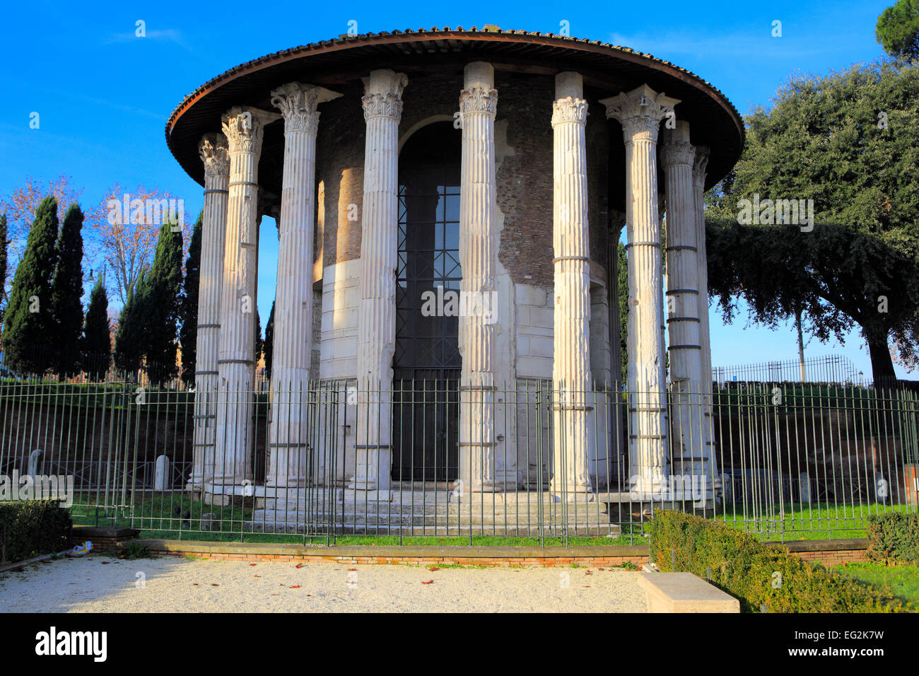 Tempio di Ercole Vincitore (120 BC), Foro Boario, Roma, Italia Foto Stock